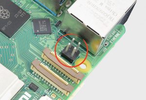 Ethernet and PoE header on an embedded board