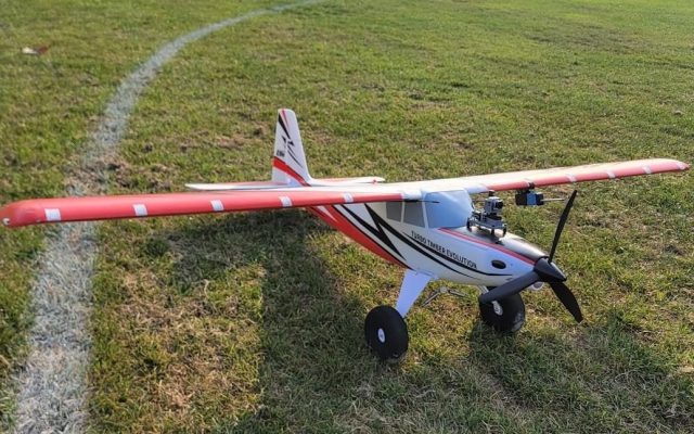 Fixed-wing UAV on a grass airfield